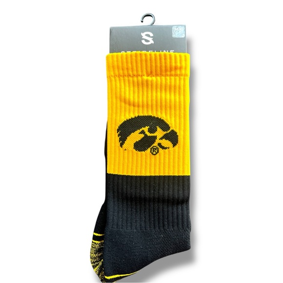 NWT Strideline IOWA Hawkeyes Crew Socks Yellow & Black NCAA Supportive Fit M/L - Picture 1 of 6
